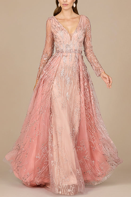 Elegant Overskirt Dress with Long Sleeves - JUSTLUXURY