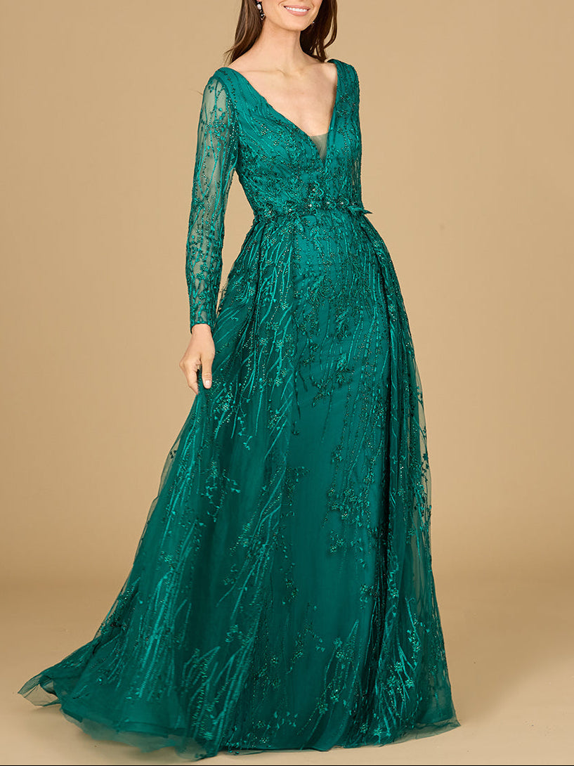 Elegant Overskirt Dress with Long Sleeves - JUSTLUXURY