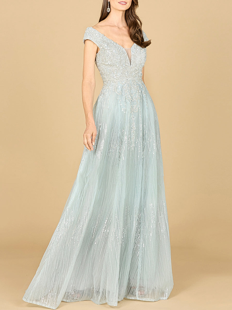 Cap Sleeve Lace Ballgown - JUSTLUXURY