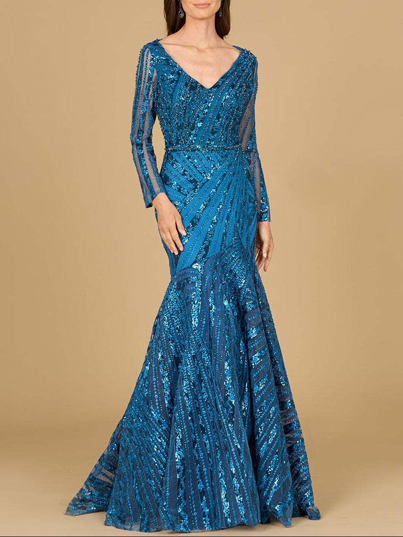 Mermaid, Long Sleeve Gown - JUSTLUXURY