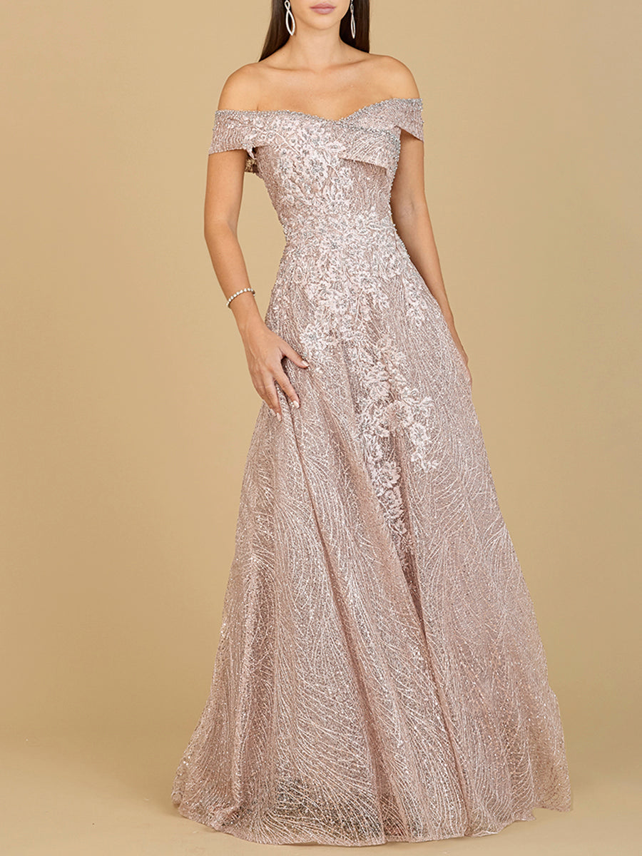 Off Shoulder Embroidered Ballgown - JUSTLUXURY