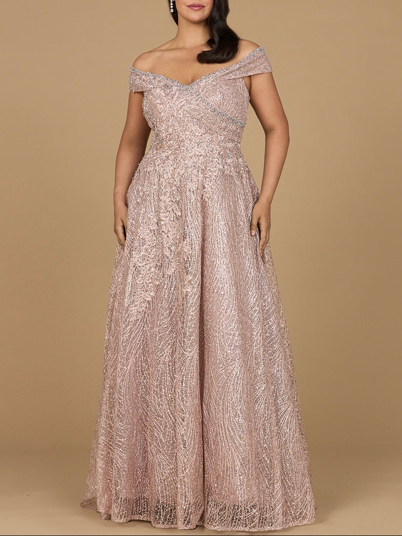 Off Shoulder Embroidered Ballgown - JUSTLUXURY