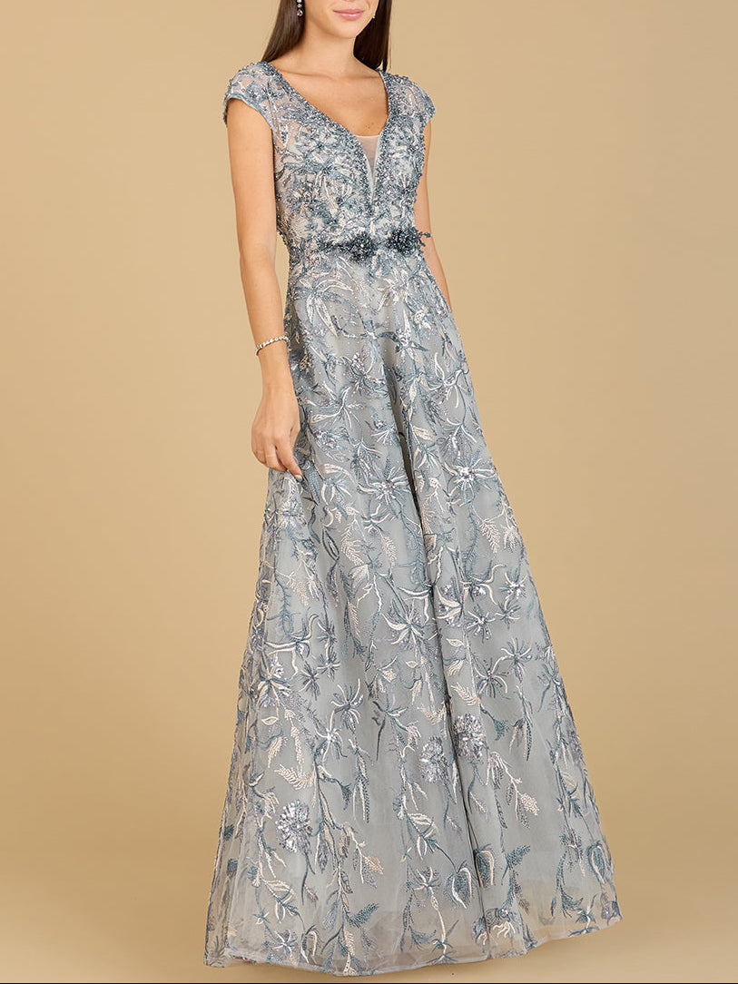 Lace Embellished A-Line Dress - JUSTLUXURY