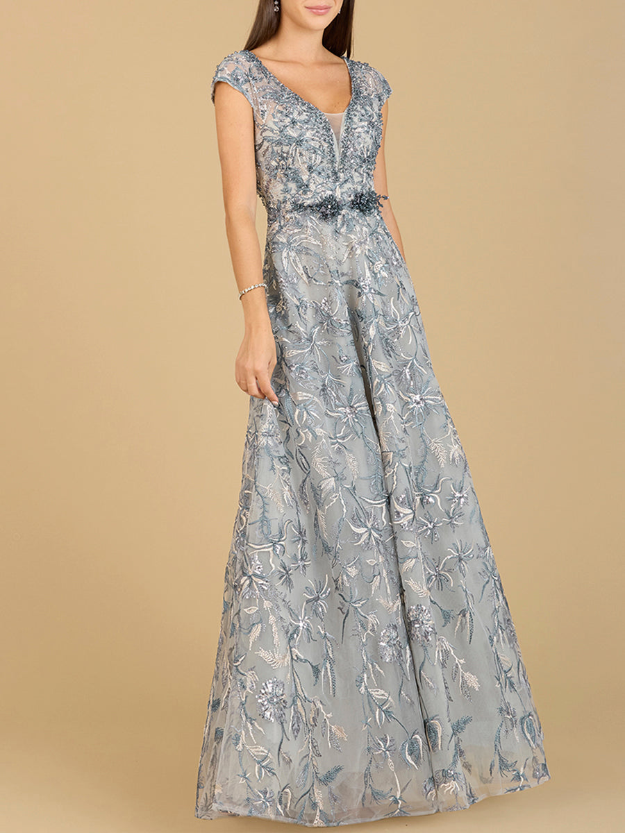 Lace Embellished A-Line Dress - JUSTLUXURY