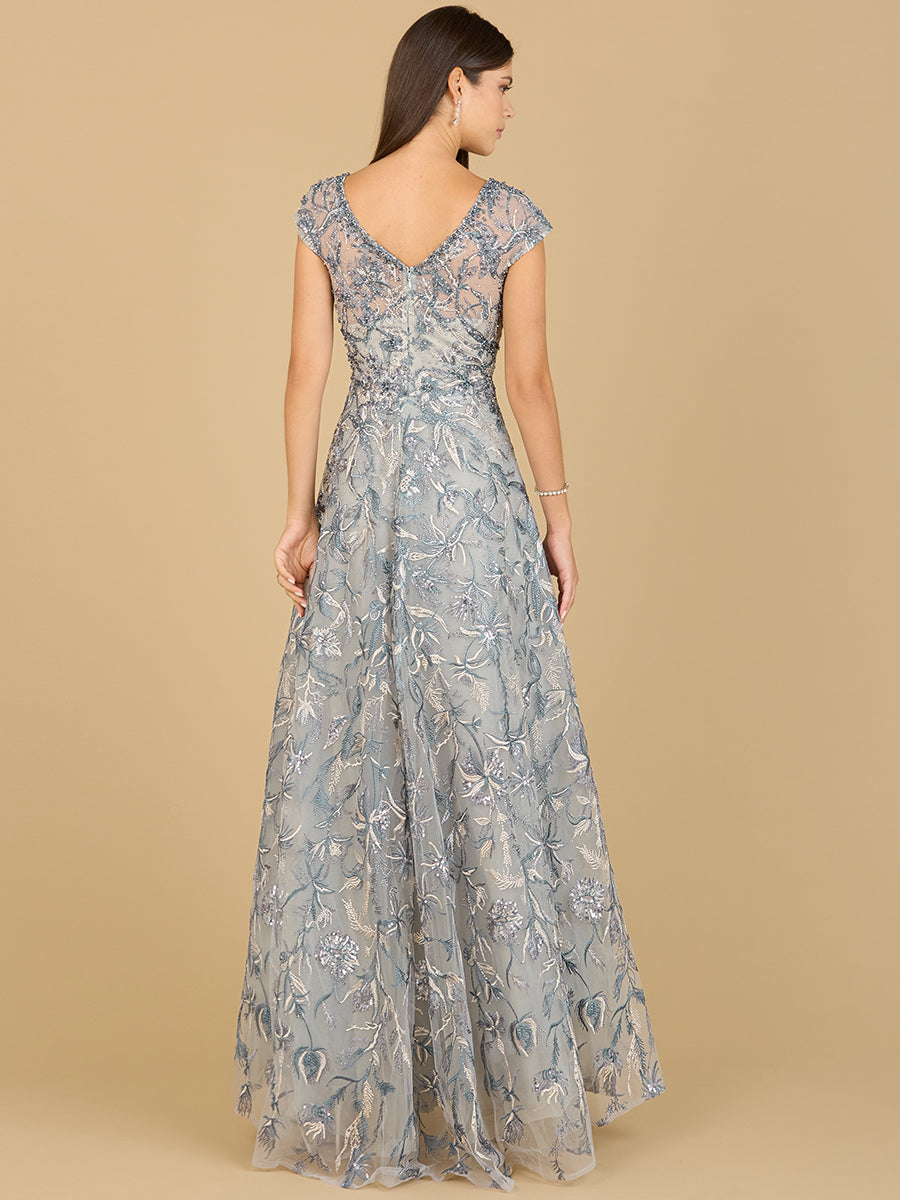 Lace Embellished A-Line Dress - JUSTLUXURY