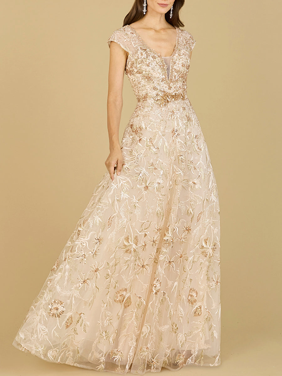 Lace Embellished A-Line Dress - JUSTLUXURY