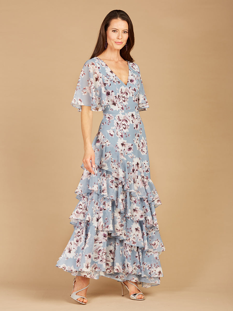 Cape Sleeve Print Dress- OUTLET - JUSTLUXURY