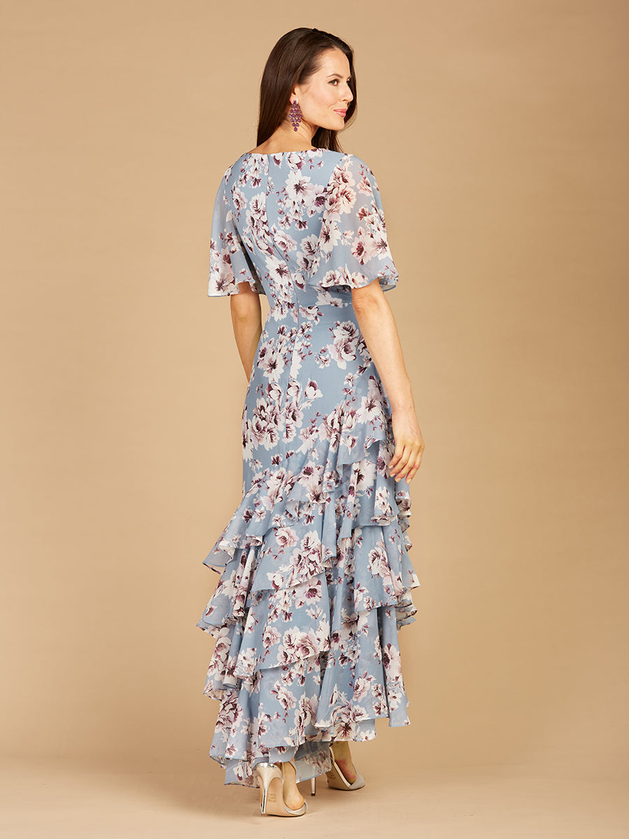 Cape Sleeve Print Dress- OUTLET - JUSTLUXURY