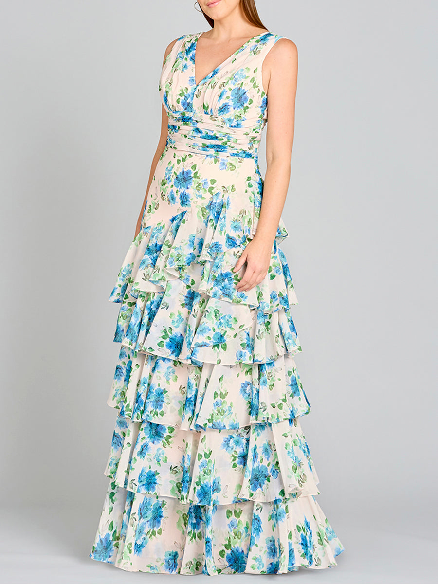 Ruffle Skirt Print Dress - OUTLET - JUSTLUXURY