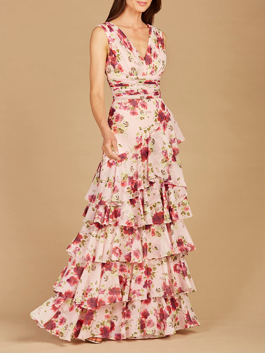 Ruffle Skirt Print Dress - OUTLET - JUSTLUXURY