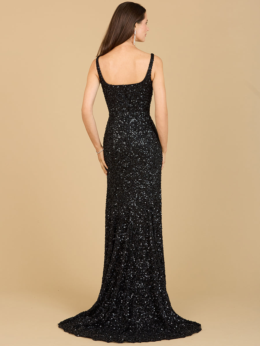 Sweetheart Neckline, Beaded Gown with Slit - JUSTLUXURY