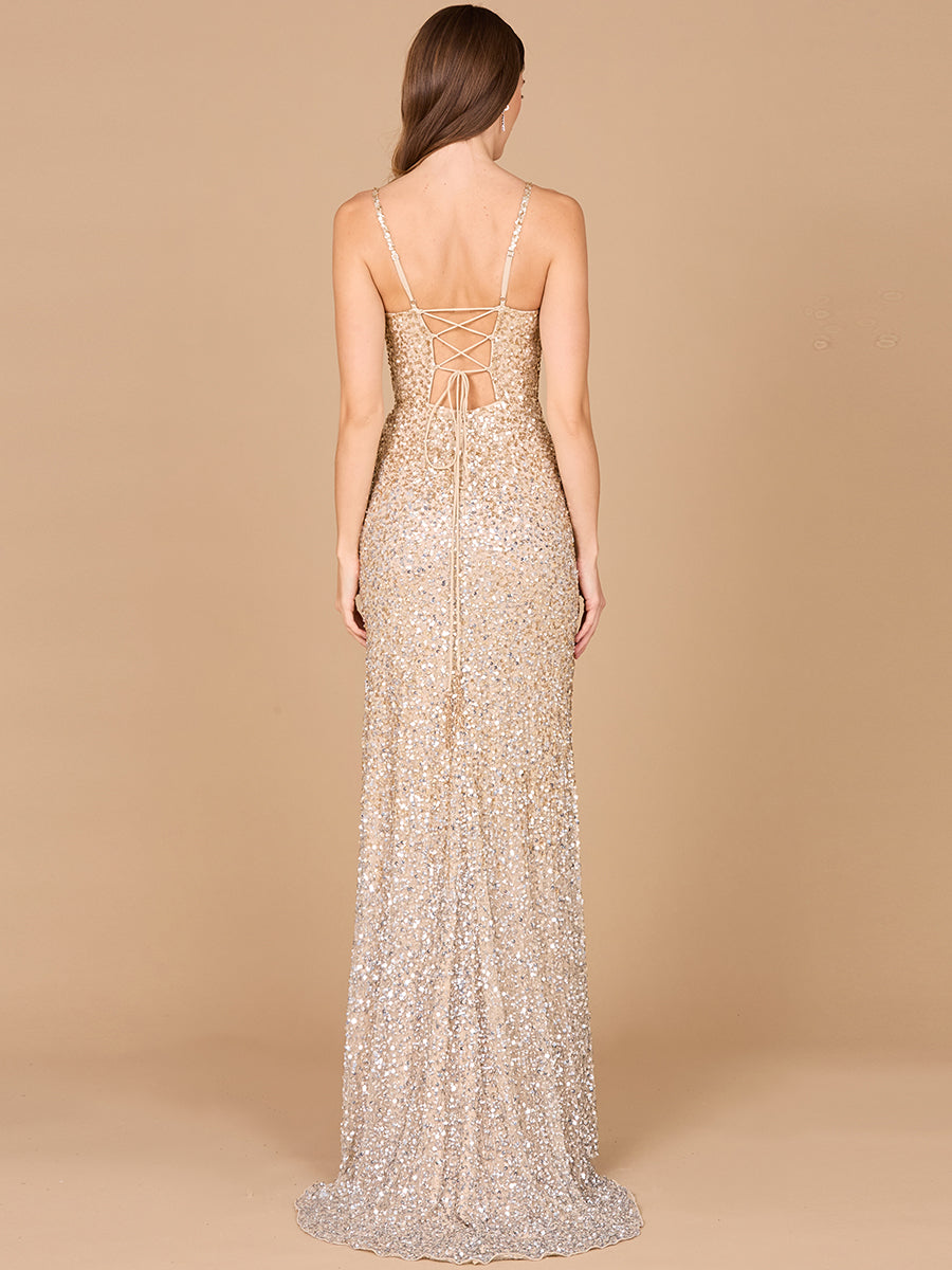 Beaded V Neck Dress with Slit | 29310 - JUSTLUXURY