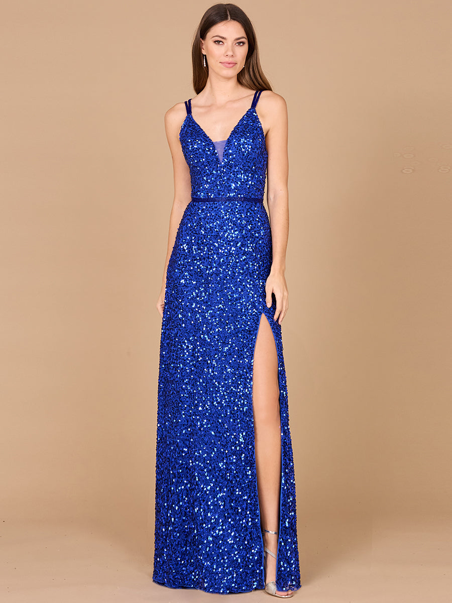 Beaded Prom Dress with High Slit - JUSTLUXURY