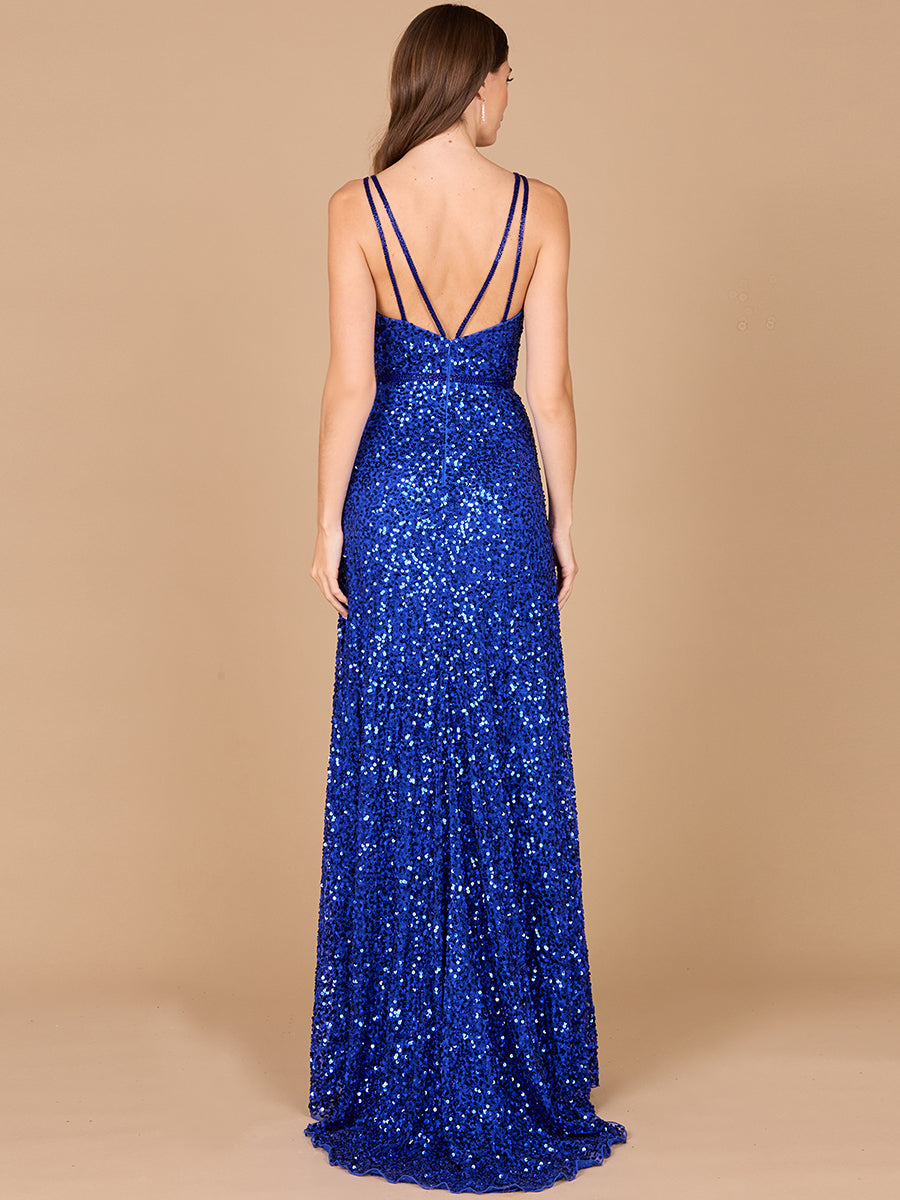 Beaded Prom Dress with High Slit - JUSTLUXURY