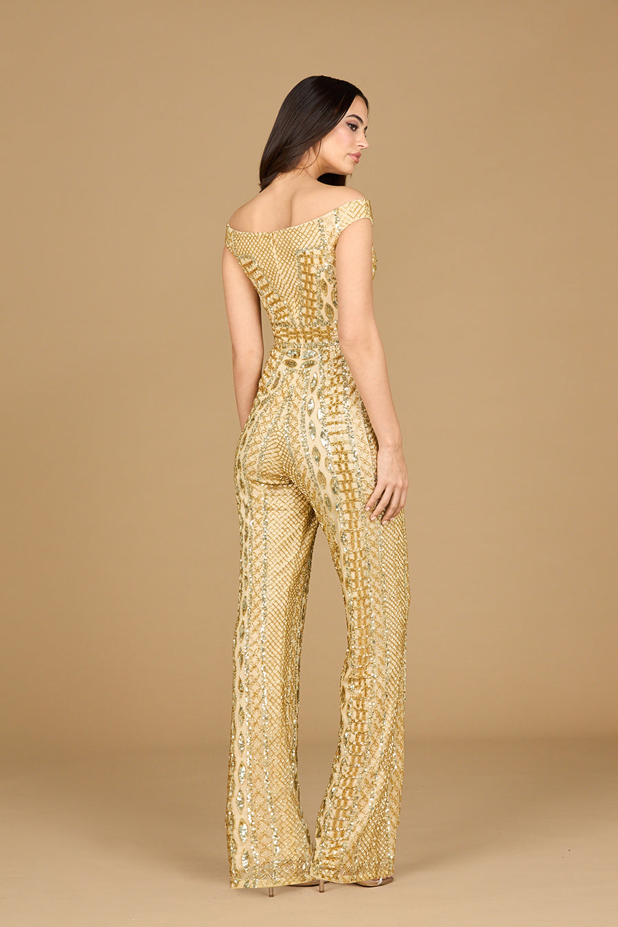 Beaded Off Shoulder Jumpsuit - JUSTLUXURY