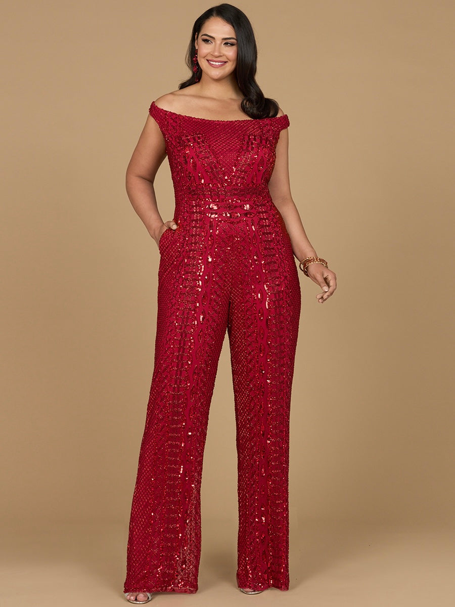 Beaded Off Shoulder Jumpsuit - JUSTLUXURY