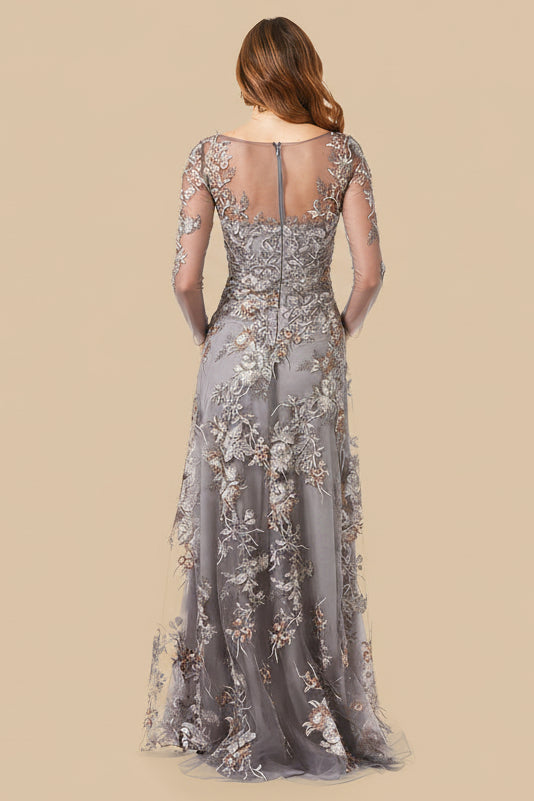 Long Sleeve Modest Lace Gown - JUSTLUXURY