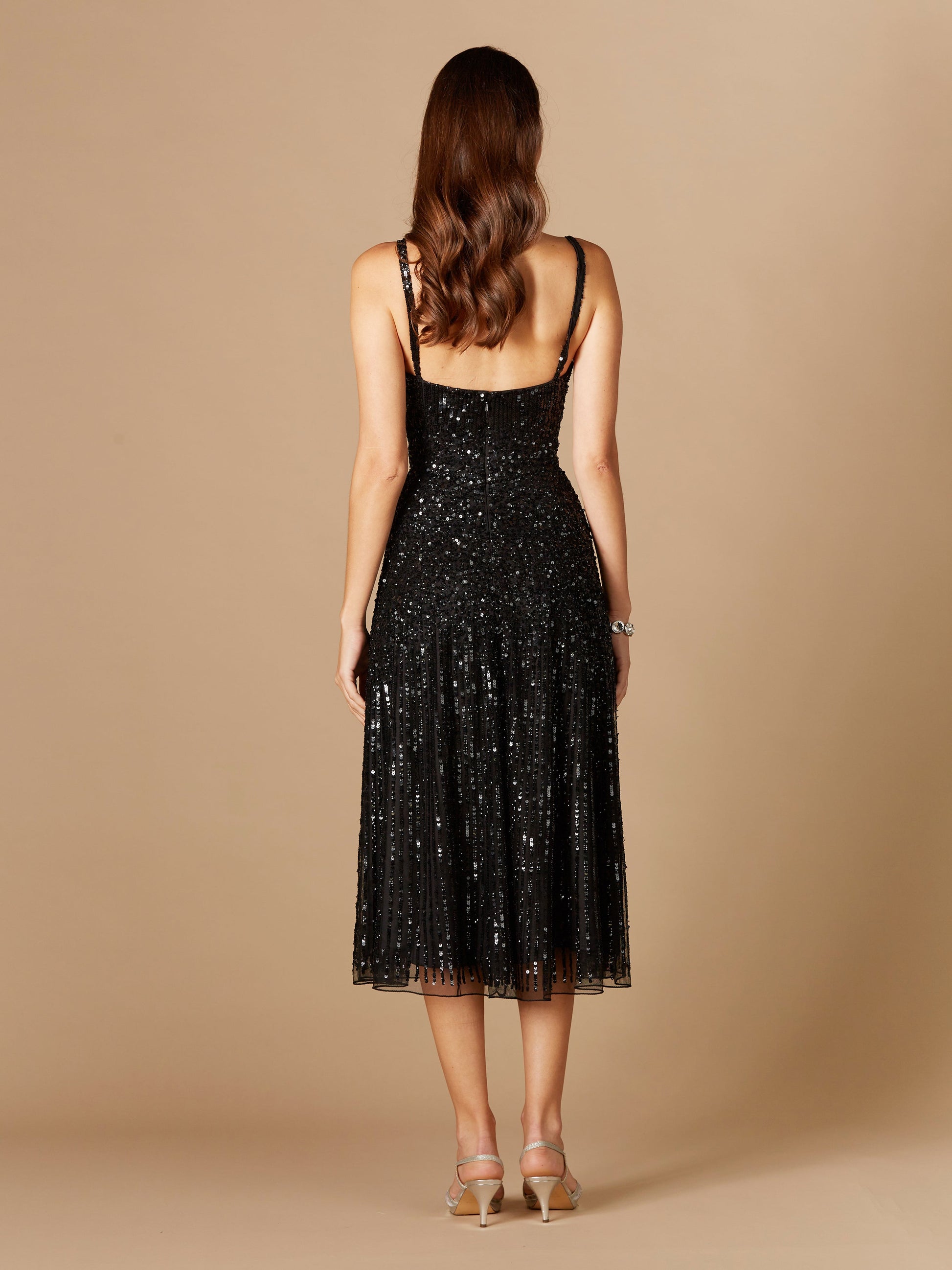 Flowing, Sequin Midi Dress - JUSTLUXURY