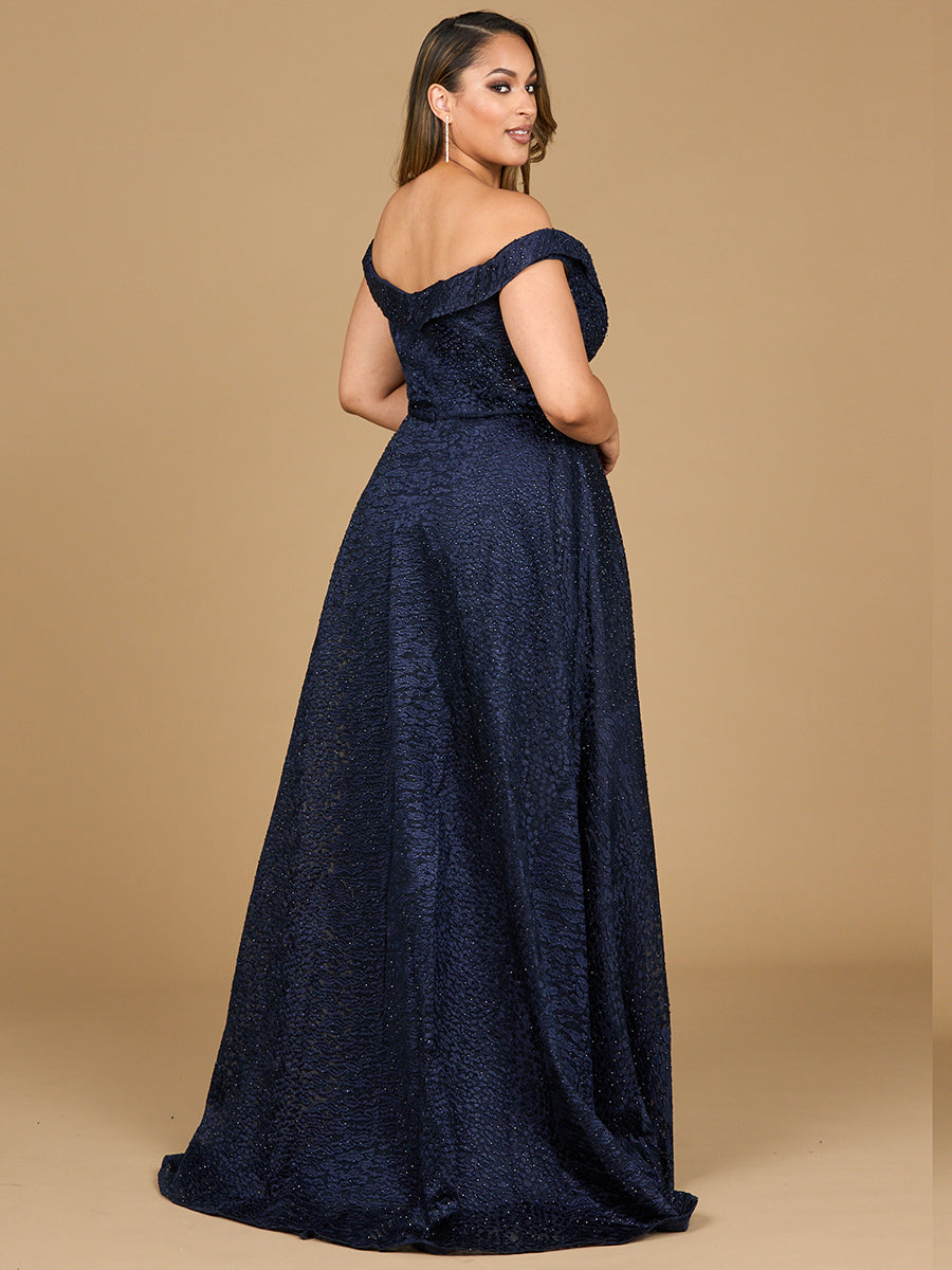 Tonal Beaded Off Shoulder Ballgown - JUSTLUXURY