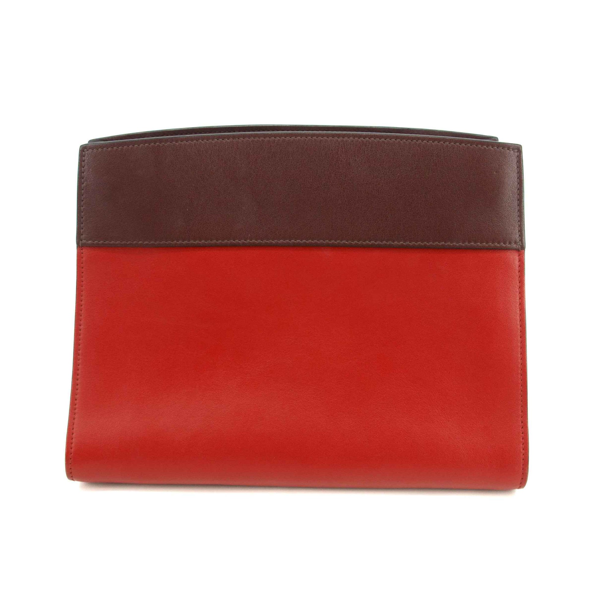 Prada Calfskin Bicolor Red x Burgundy Shoulder Bag #2936