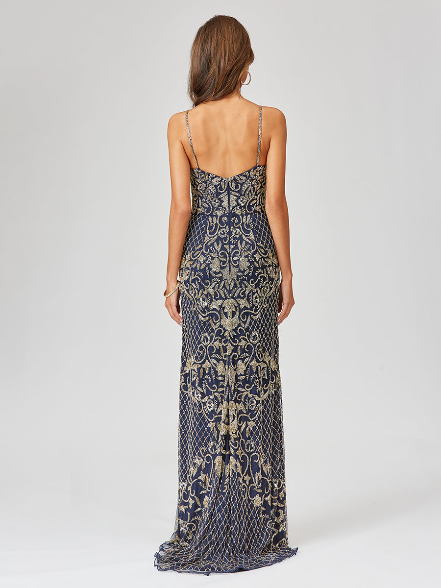 Beaded Tank Dress with Slit  - OUTLET - JUSTLUXURY