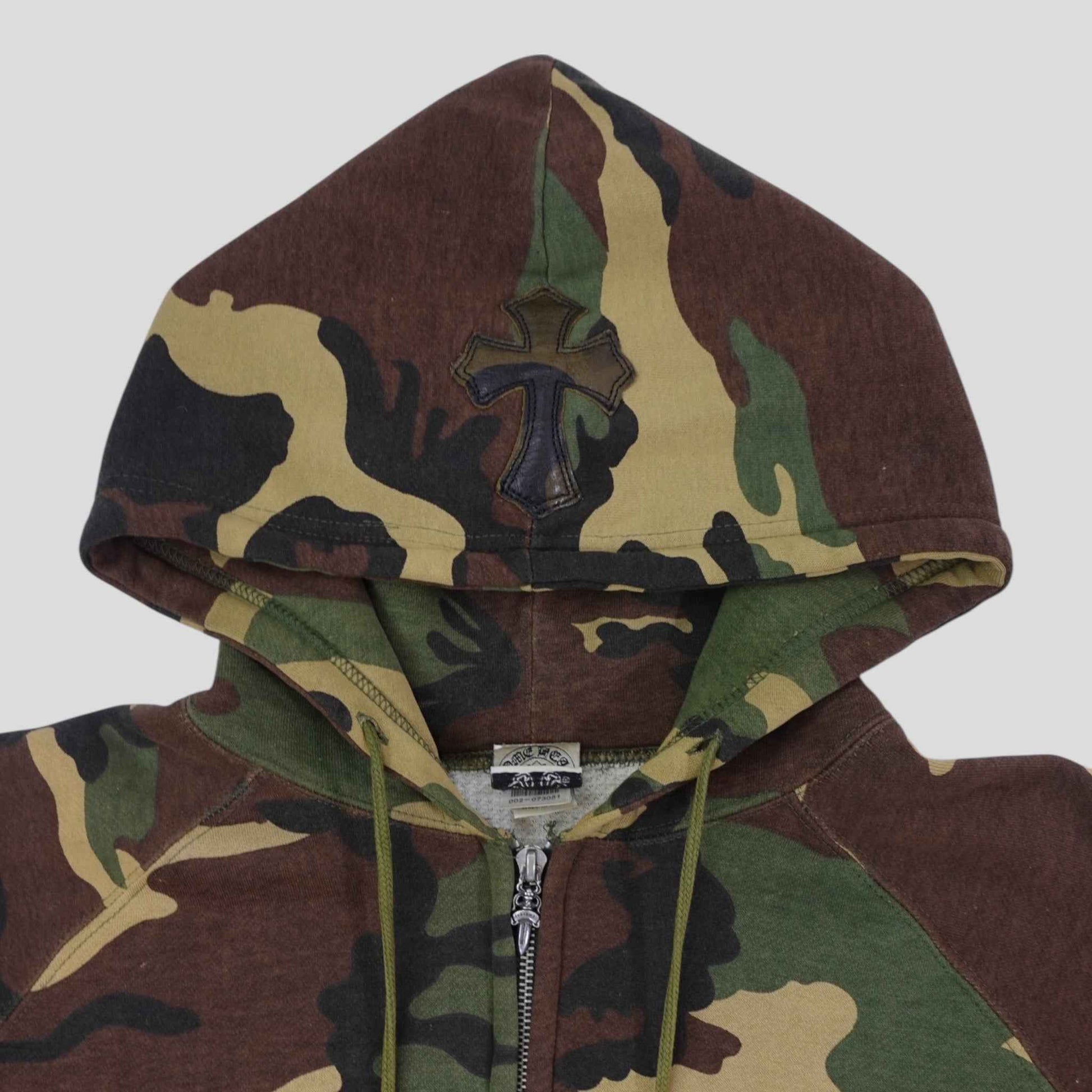 Chrome Hearts Vintage Cross Patch Thermal Zip Up Hoodie
