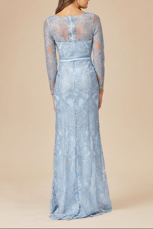 Long Sleeve Lace Mermaid Gown - JUSTLUXURY