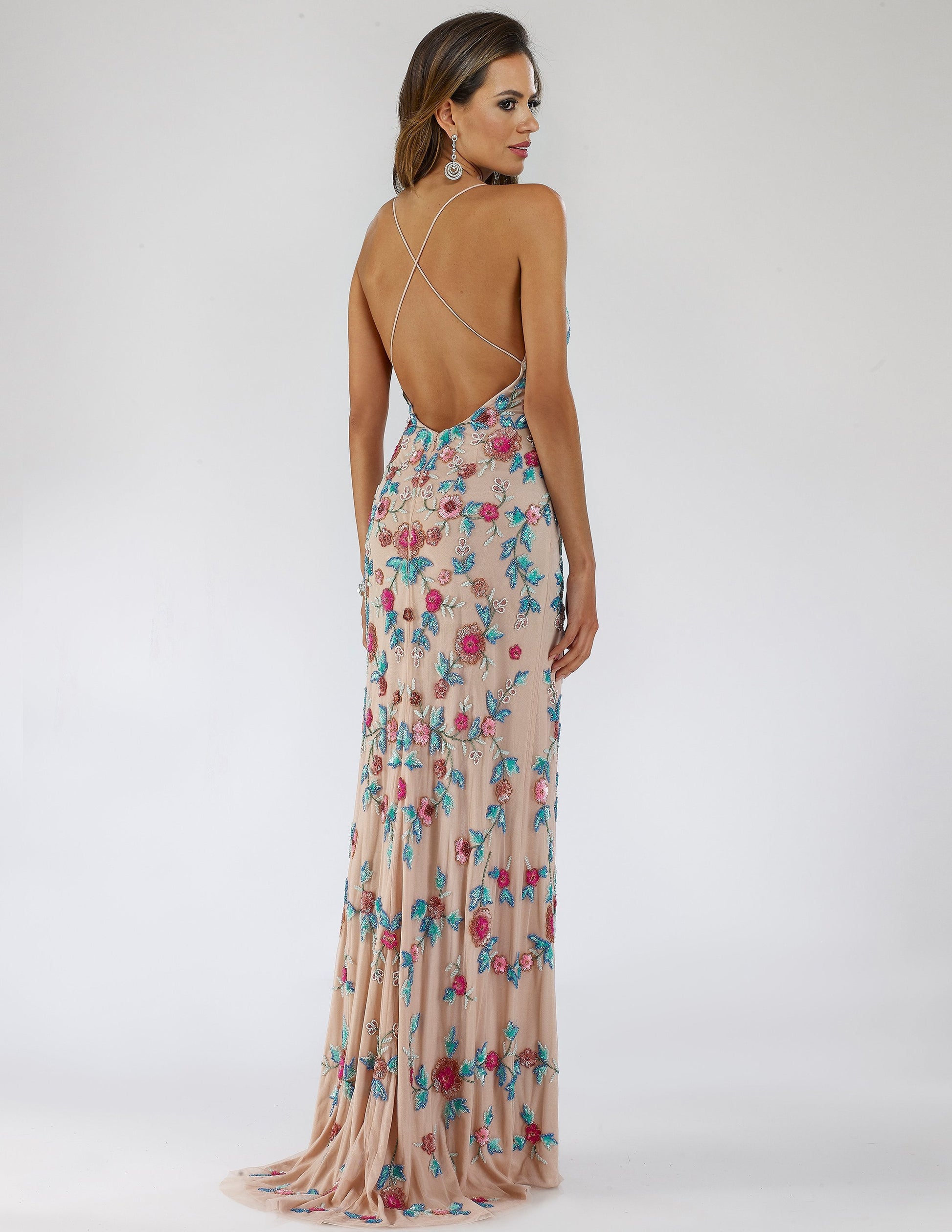 Lara 29486 - Thigh High Slit with Open Back Dress - JUSTLUXURY