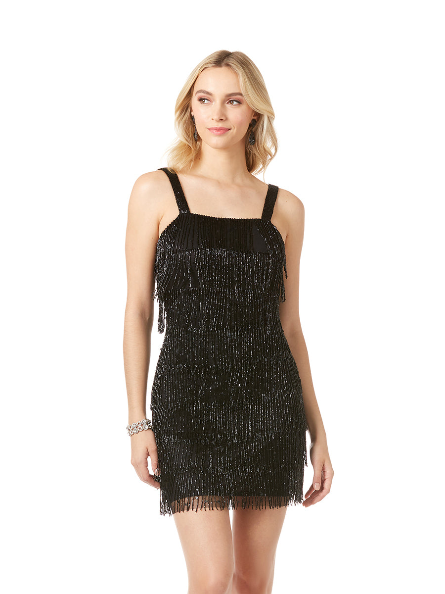 Lara 29488 - Beaded Fringe Cocktail Dress - JUSTLUXURY