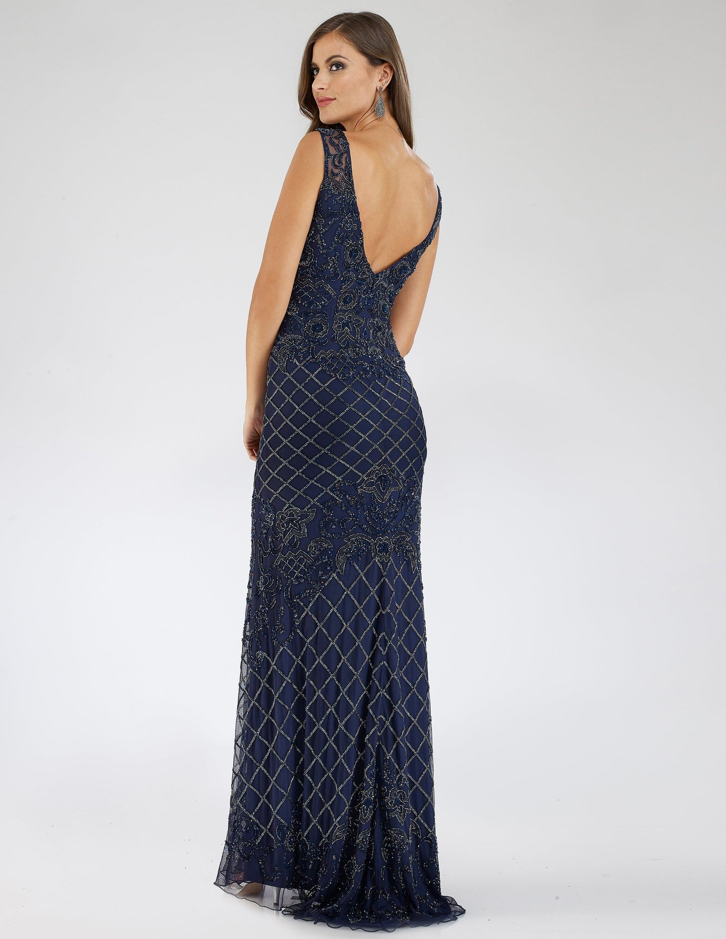 Lara 29538 - Illusion Neckline Long Dress - JUSTLUXURY