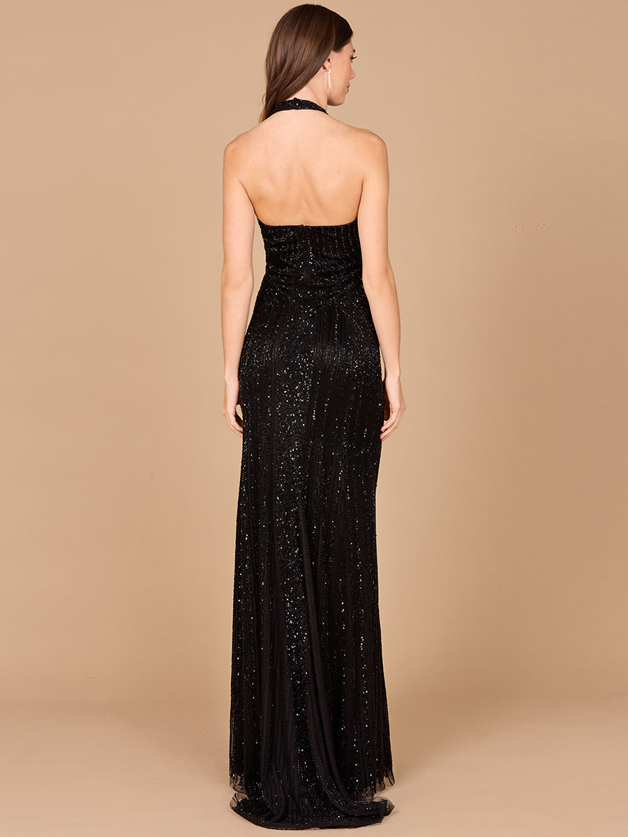 Halter Neck Dress with Keyhole - JUSTLUXURY