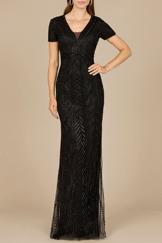 Lara 29606 - Closed Back, Cap Sleeve Dress - JUSTLUXURY