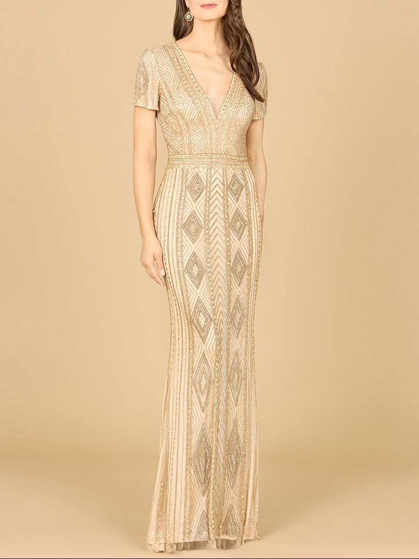 Lara 29606 - Closed Back, Cap Sleeve Dress - JUSTLUXURY