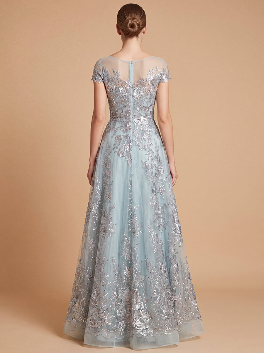 Beautiful Lace Applique A-line Ball Gown | Lara 29619 - JUSTLUXURY