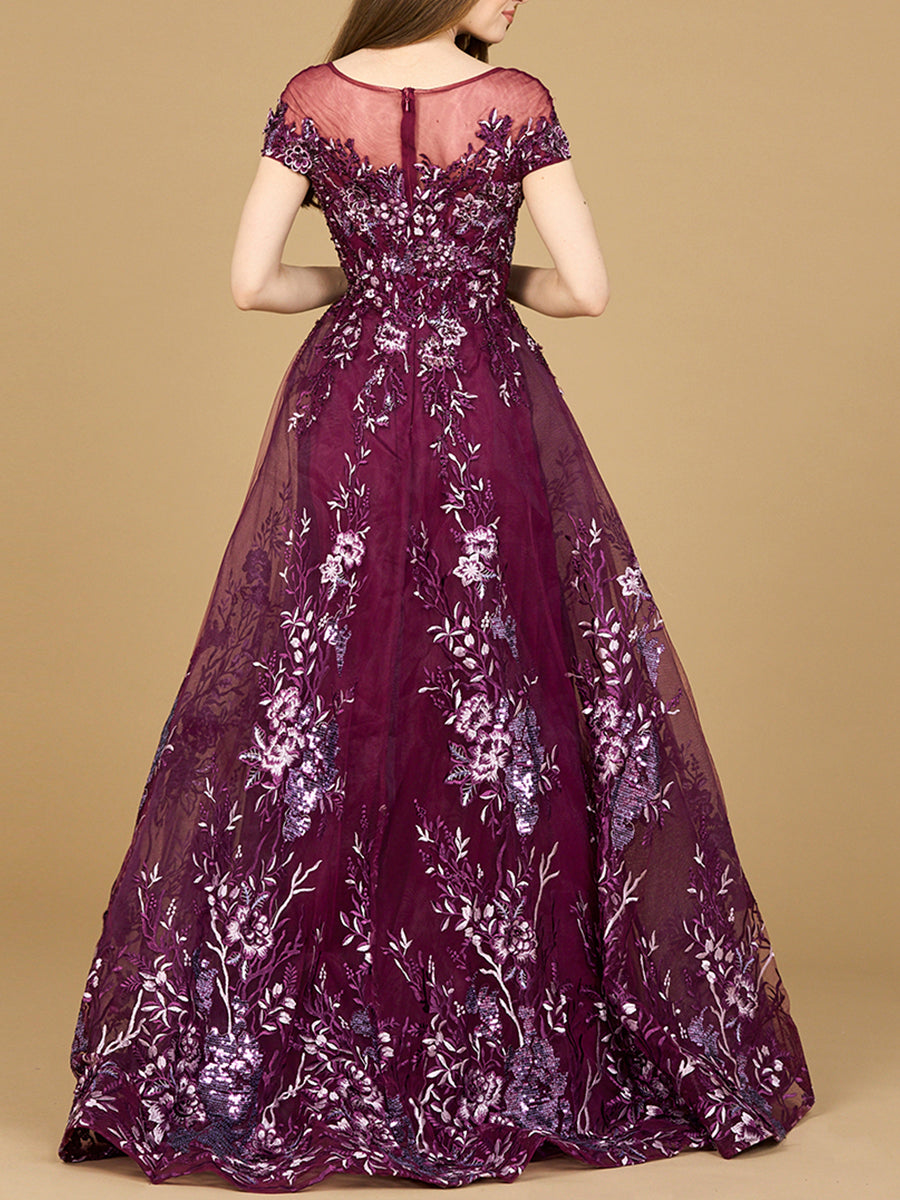 Beautiful Lace Applique A-line Ball Gown | Lara 29619 - JUSTLUXURY