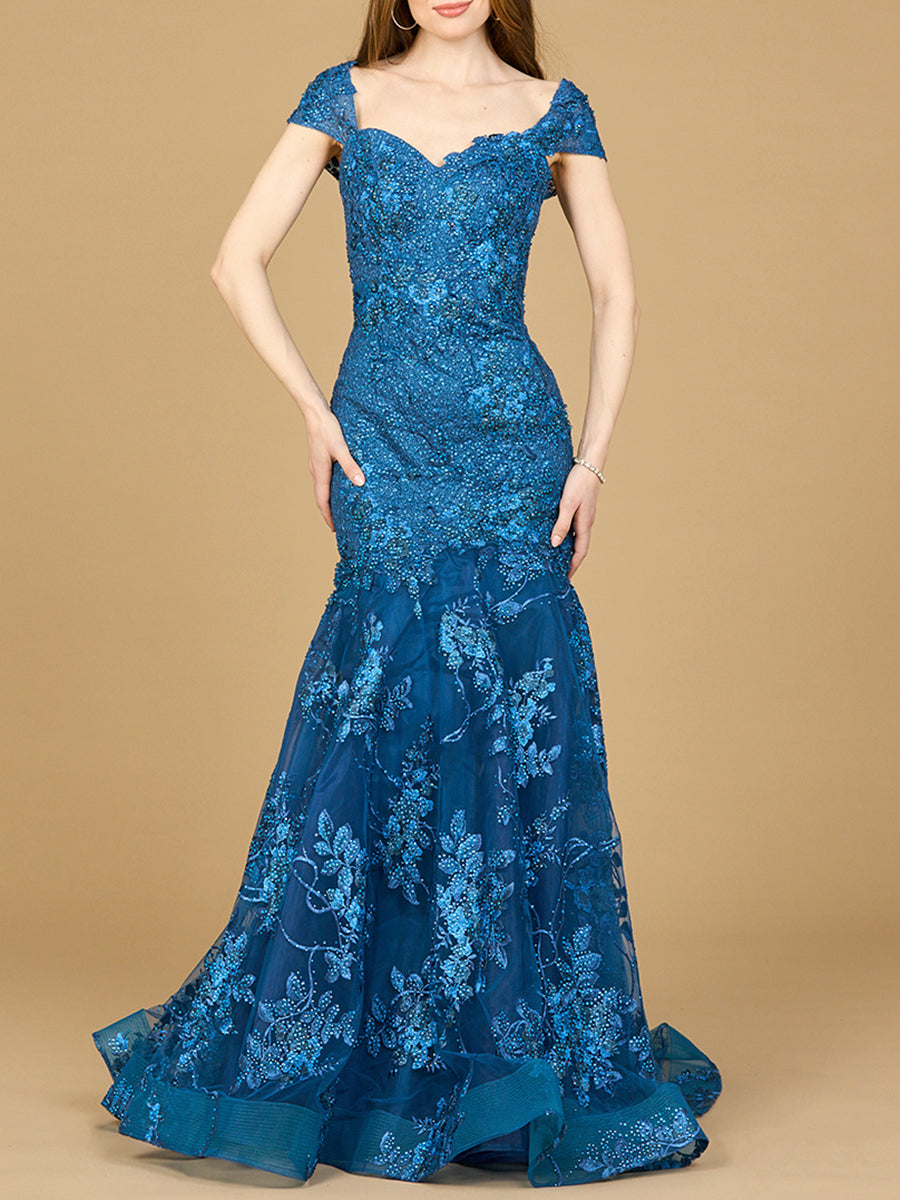 Lara 29642 - Cap Sleeve Mermaid Gown - JUSTLUXURY