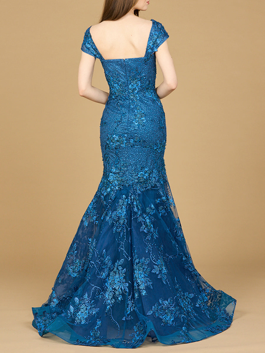Lara 29642 - Cap Sleeve Mermaid Gown - JUSTLUXURY