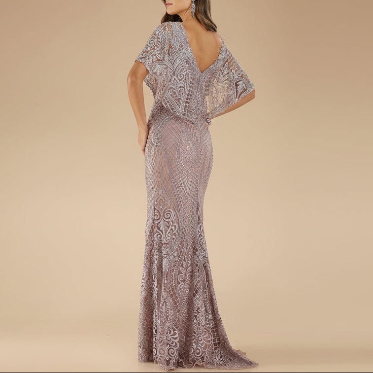 Lara 29673 - Cape Sleeve Mermaid Gown - JUSTLUXURY