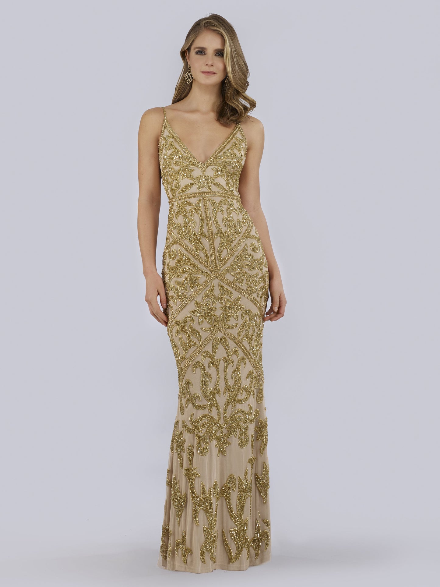Lara 29744 - Spaghetti Strap Beaded Dress - JUSTLUXURY