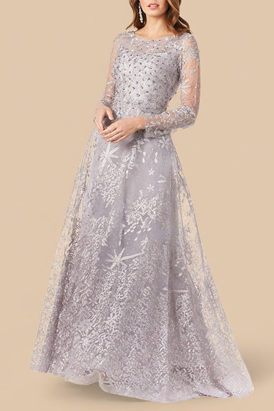 Lara 29759 - Long Sleeves Ballgown Fully Embellished - JUSTLUXURY