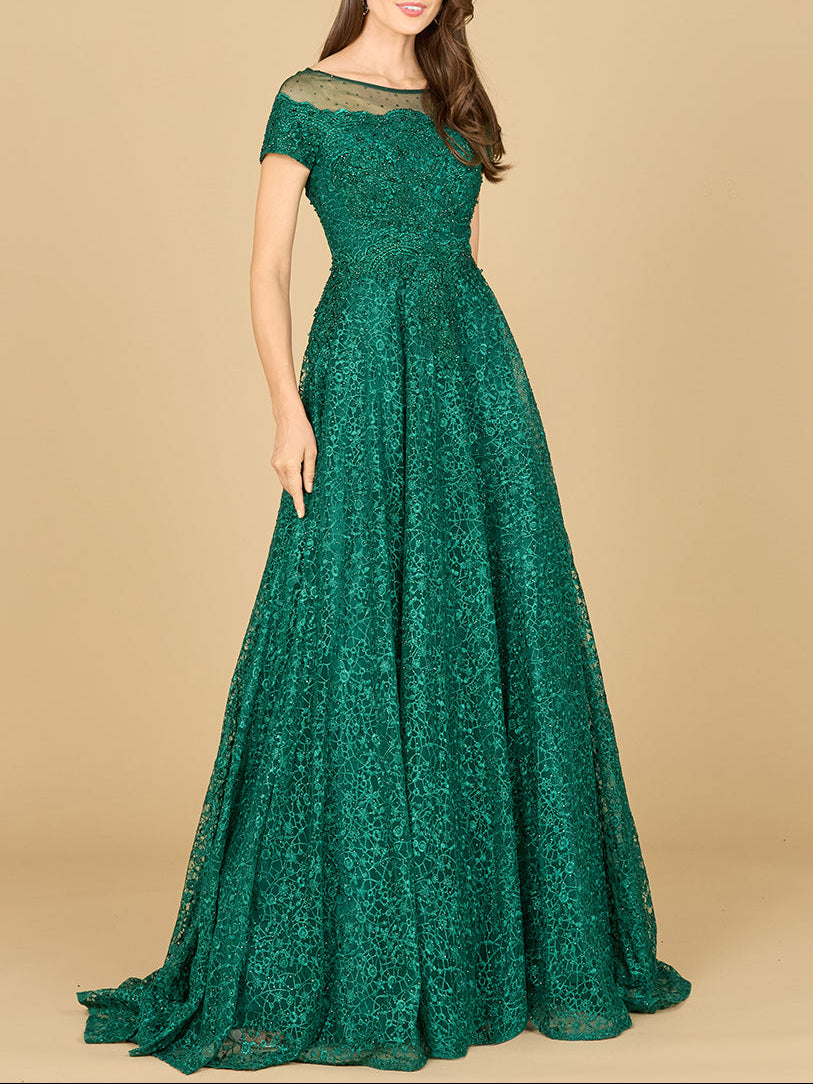 Sheer Off Shoulder Ball Gown | Lara 29765 - JUSTLUXURY