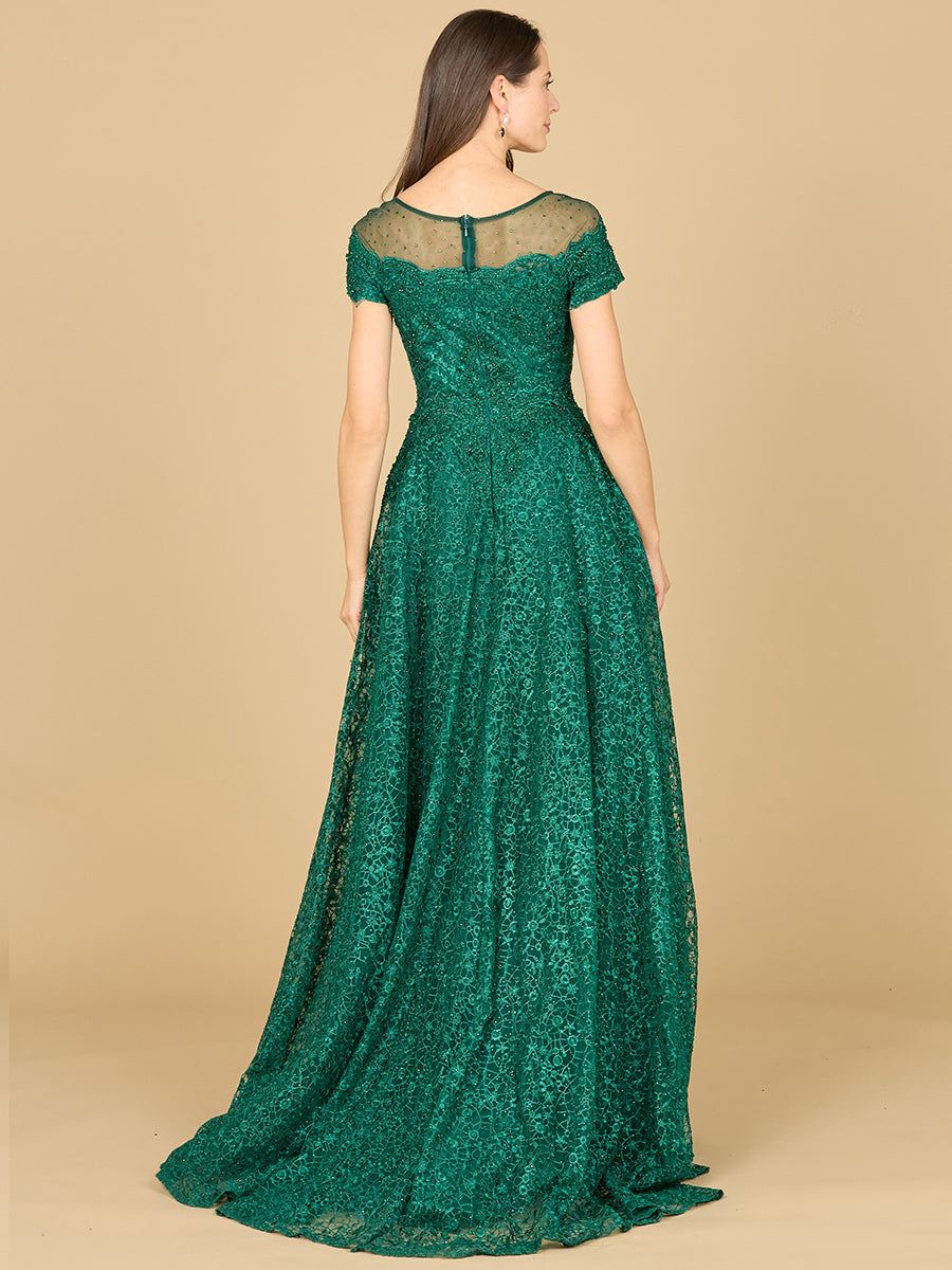 Sheer Off Shoulder Ball Gown | Lara 29765 - JUSTLUXURY