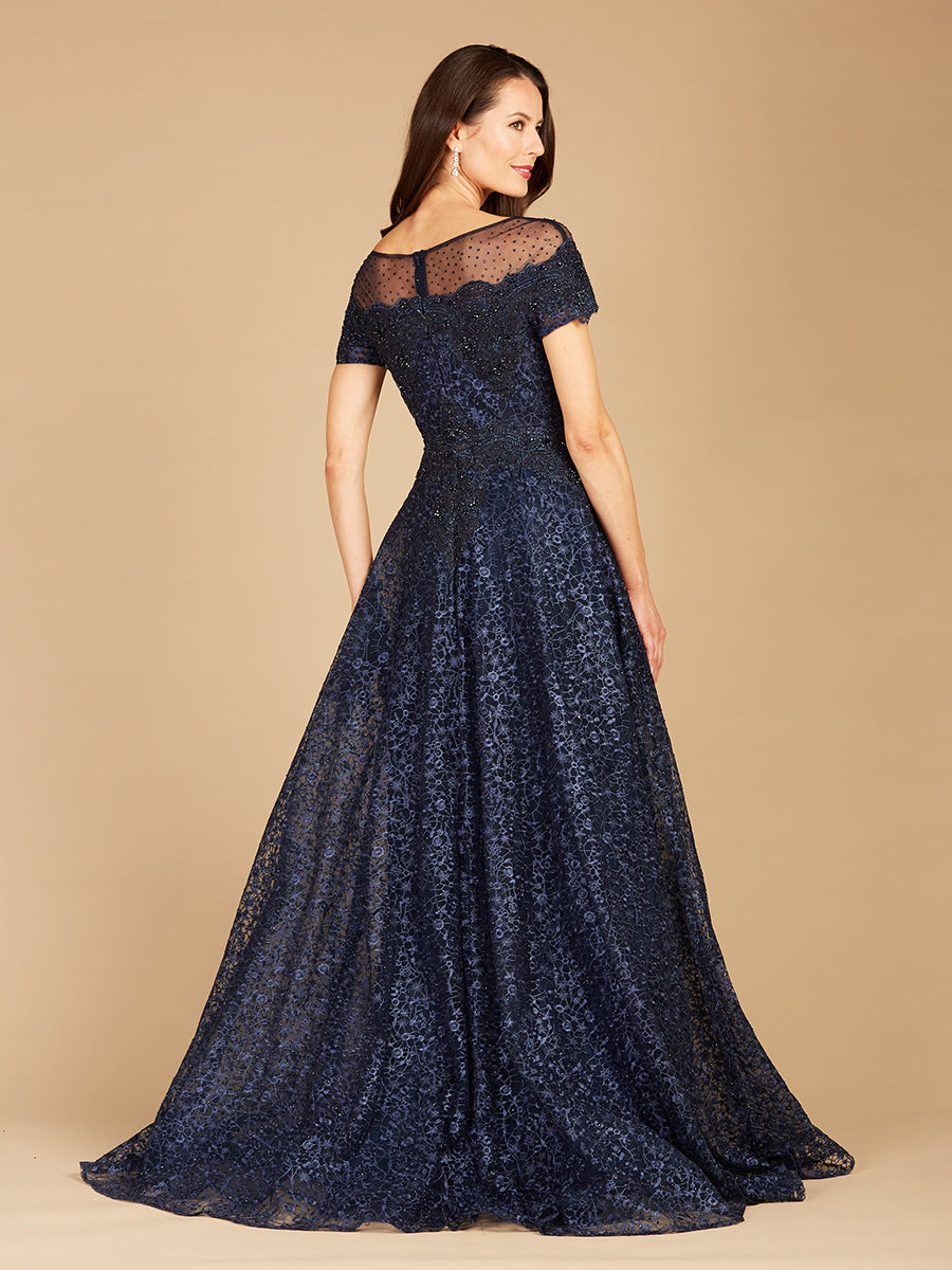 Sheer Off Shoulder Ball Gown | Lara 29765 - JUSTLUXURY