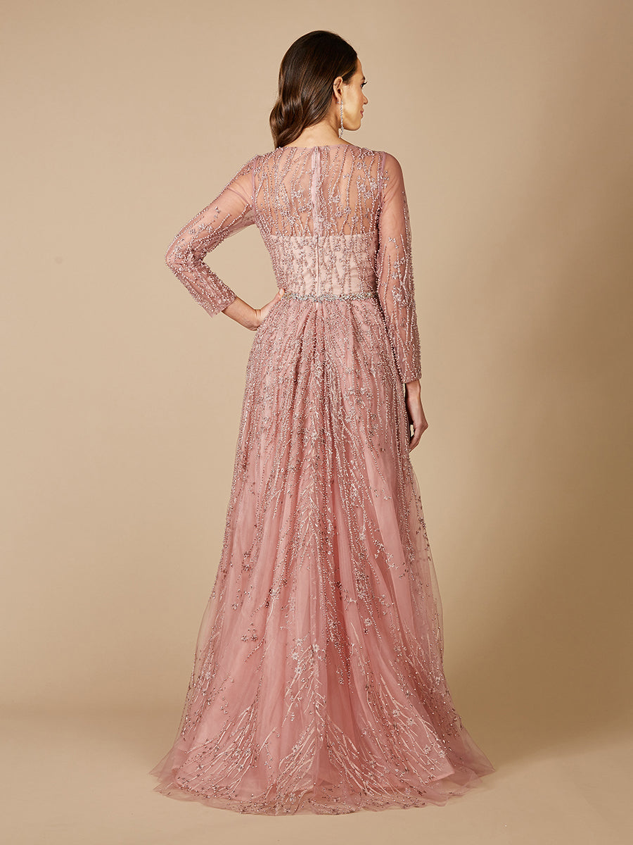 Lara 29782 - Beaded Lace Overskirt Ballgown - JUSTLUXURY
