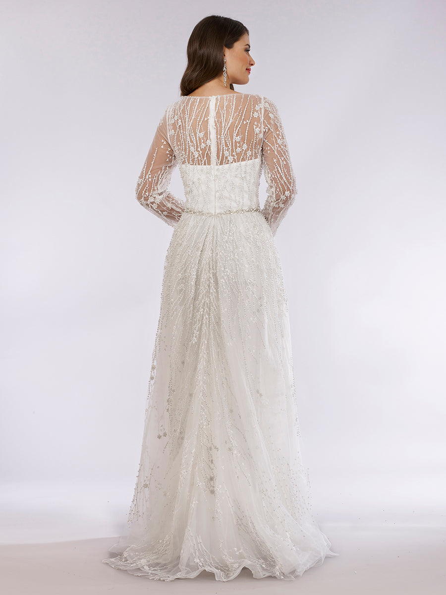 Lara 29782 - Beaded Lace Overskirt Ballgown - JUSTLUXURY