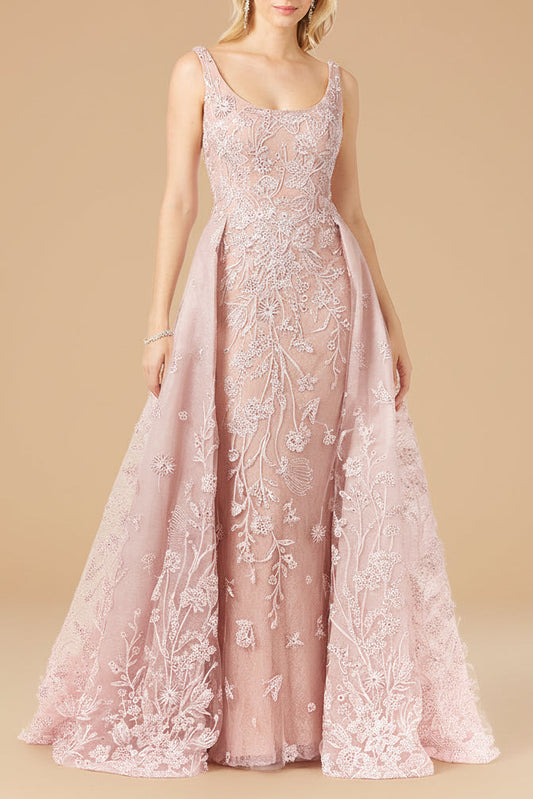 Overskirt Lace Fitted Gown - JUSTLUXURY