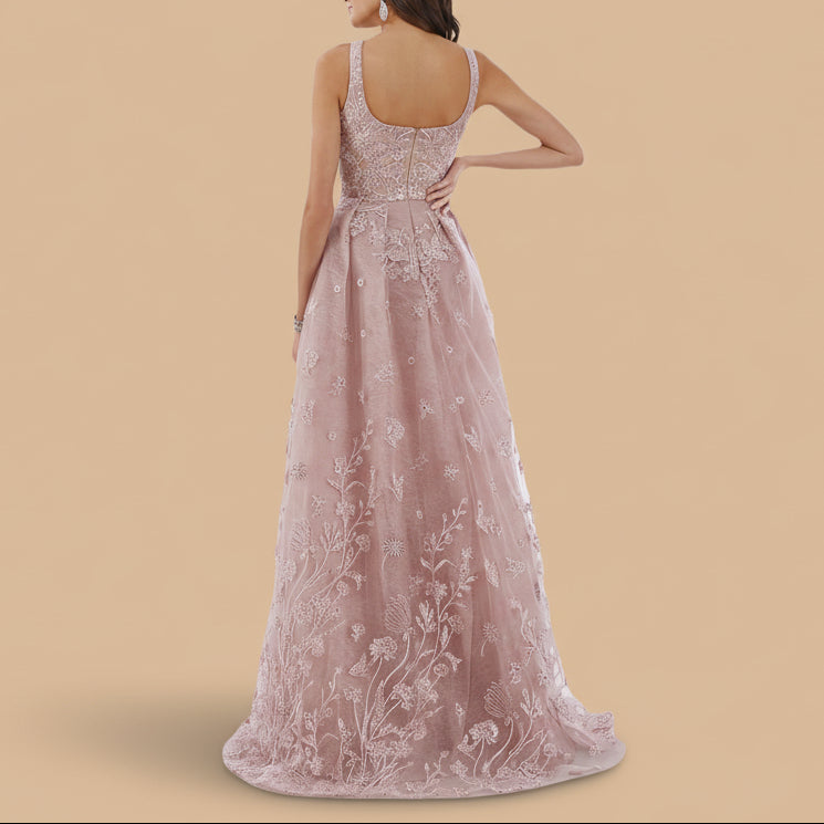 Overskirt Lace Fitted Gown - JUSTLUXURY
