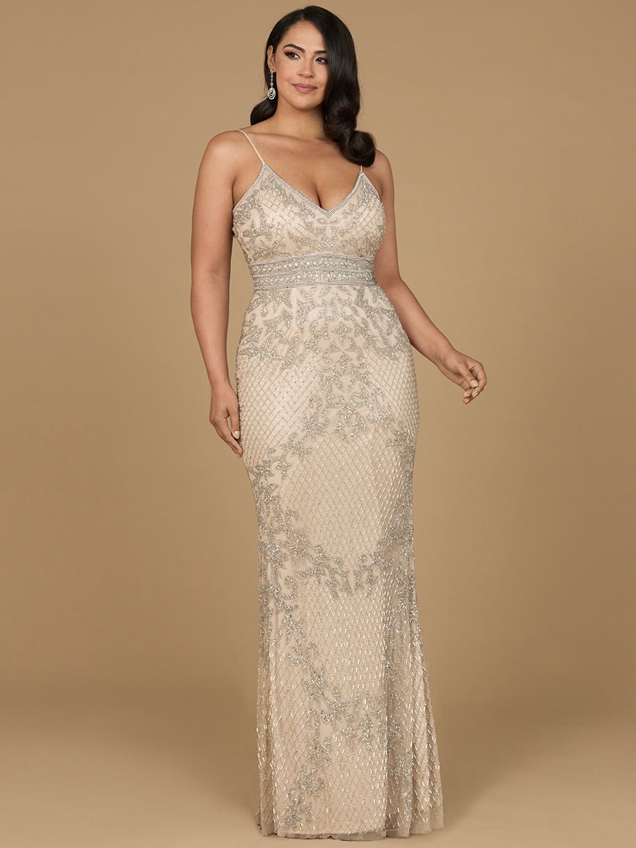 Body Con V-neck Beaded Dress | Lara 29904 - JUSTLUXURY
