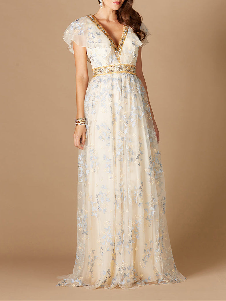 Lara 29966 - Lace, V-Neck Dress - JUSTLUXURY