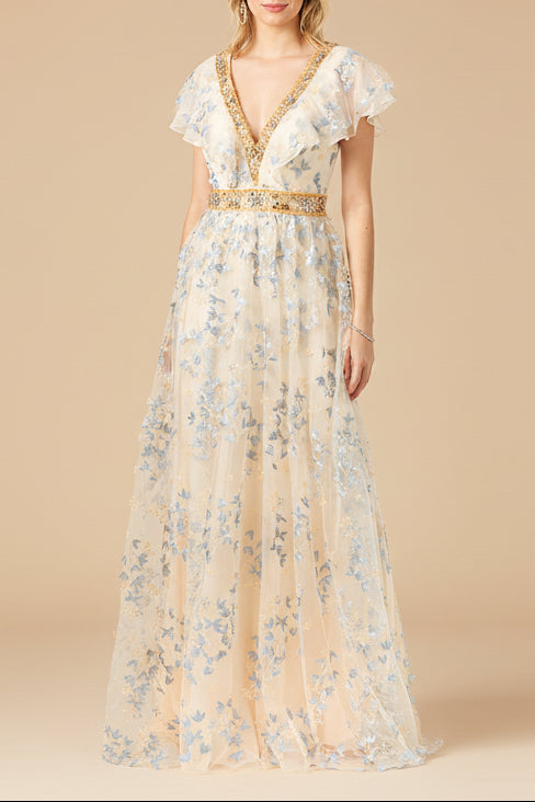 Lara 29966 - Lace, V-Neck Dress - JUSTLUXURY